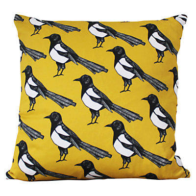 Martha and Hepsie Mischievous Magpie Cushion, Yellow